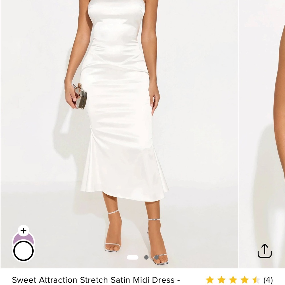 Elegant White Satin Midi Dress